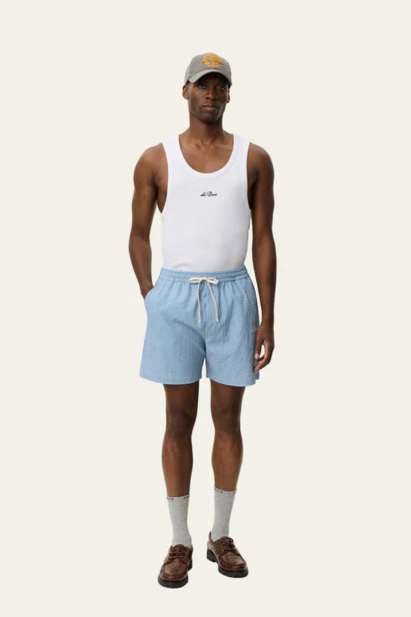 LES DEUX Stan Stripe Seersucker Swim Shorts - Allure
