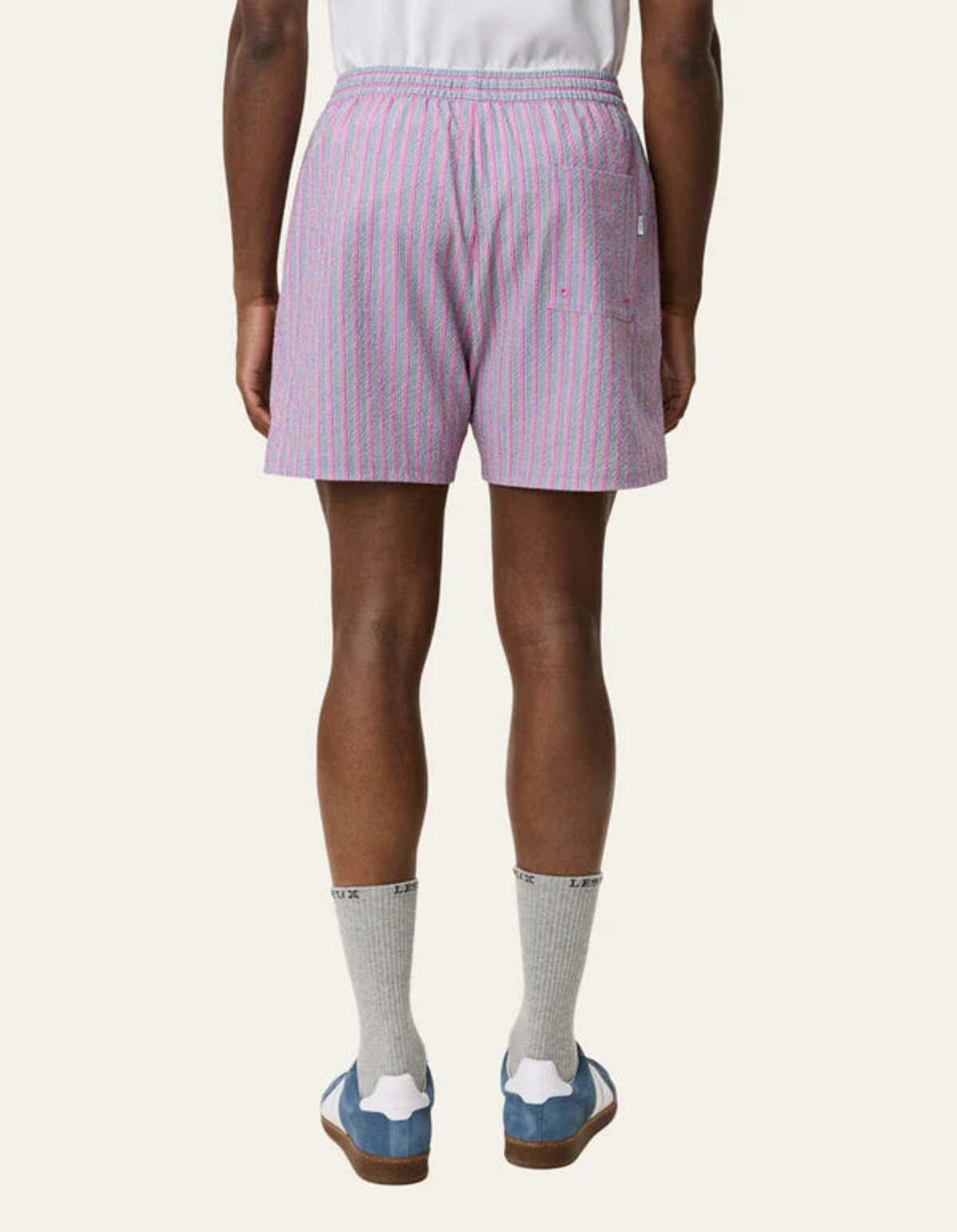 LES DEUX Stan Stripe Seersucker Swim Shorts - Crocus Pink - Image 4 of 4