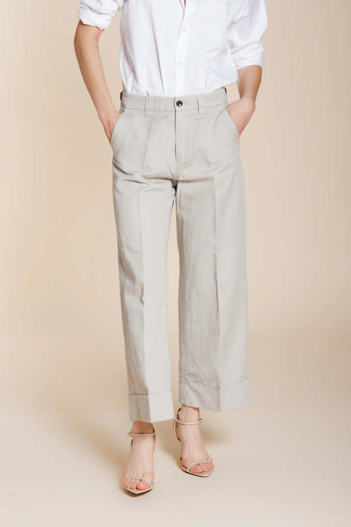 Mason's New York Studio Cropped Trousers - Silver/Taupe - Image 1 of 3