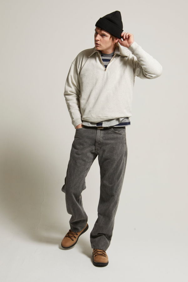 Asher Claude 1/4 Zip Sweatshirt - Heather Ash