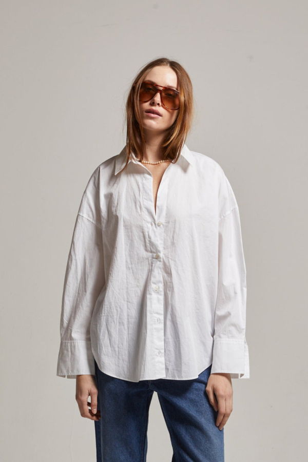 Asher Frankie Poplin Shirt - White