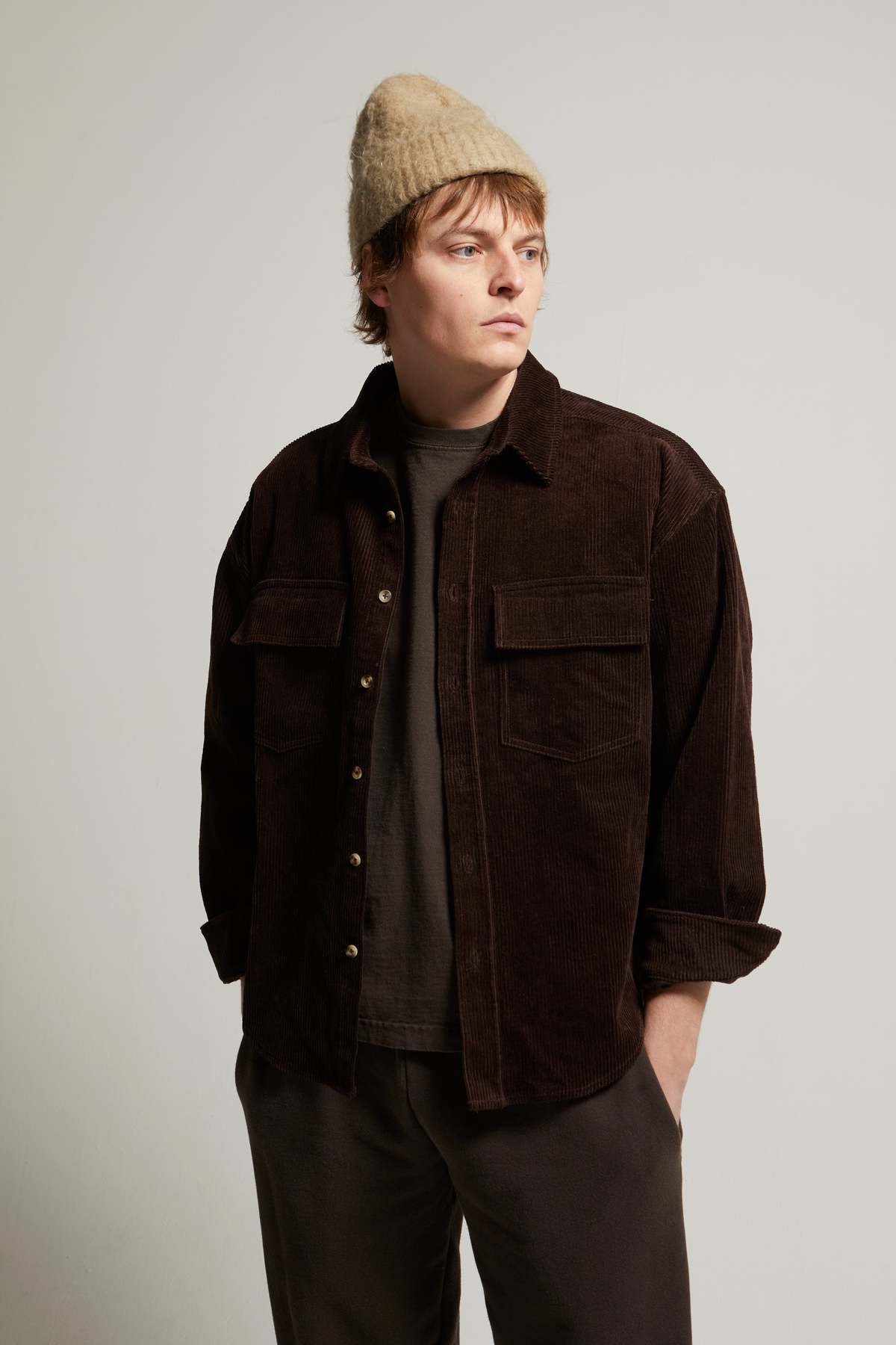 Asher Lorenzo Cord Shirt - Chocolate - Image 1 of 5