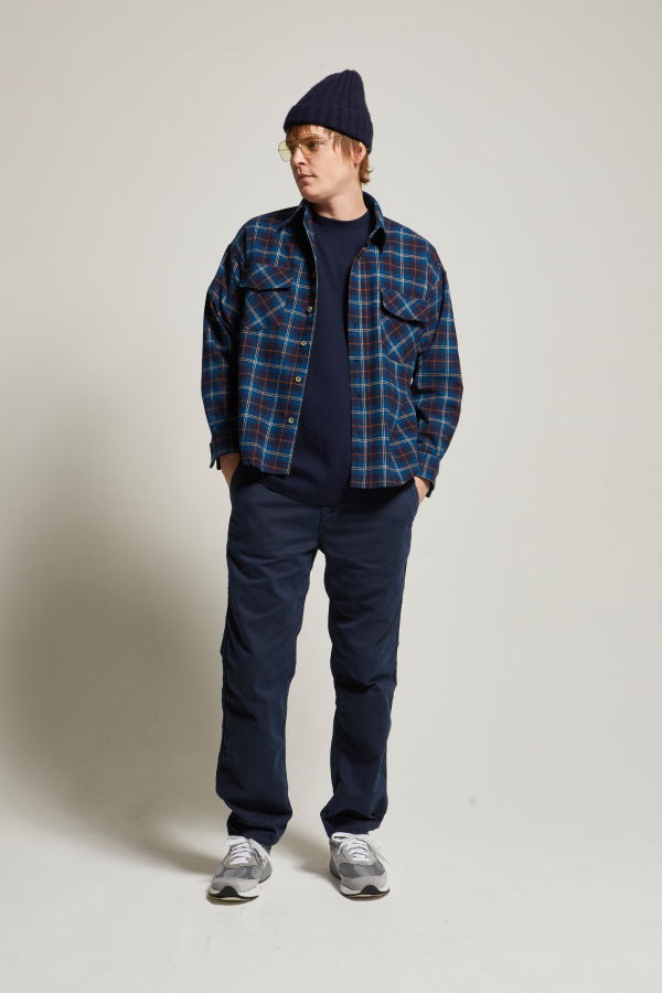 Asher Lorenzo Plaid Shirt - Blue / Orange Plaid
