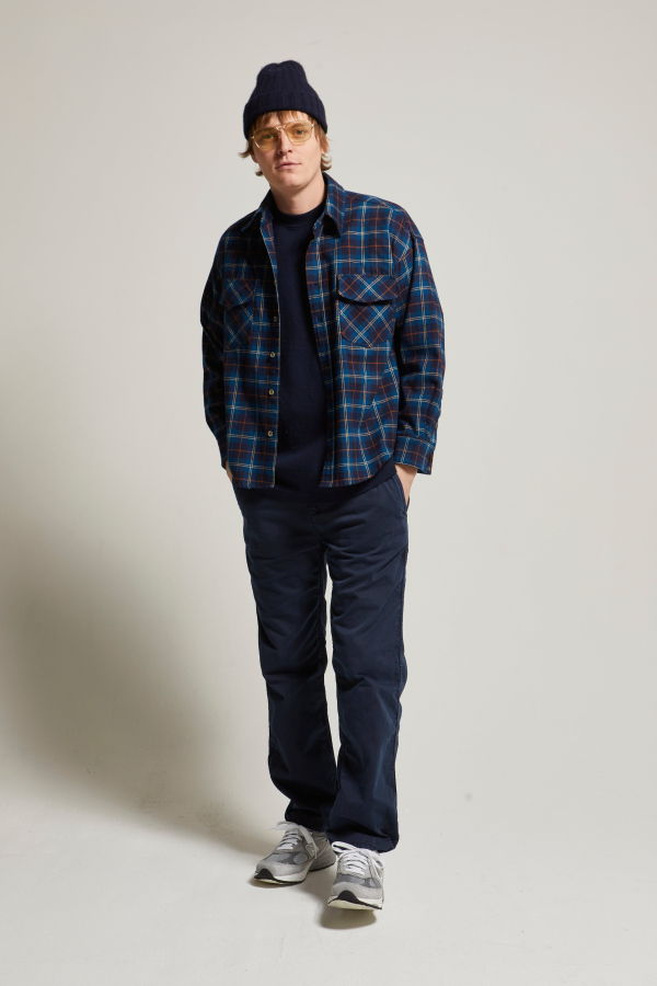 Asher Lorenzo Plaid Shirt - Blue / Orange Plaid