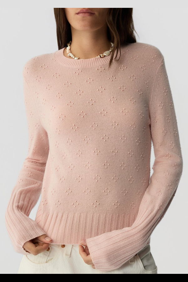 Guest in Residence Compass Shrunken Crew Sweater - Pink