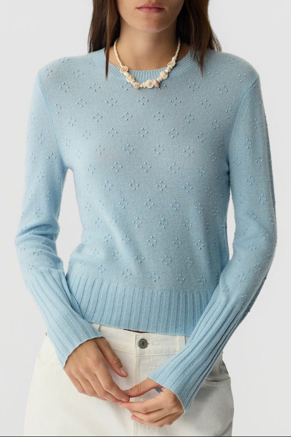 Guest in Residence Compass Shrunken Crew Sweater - Blue