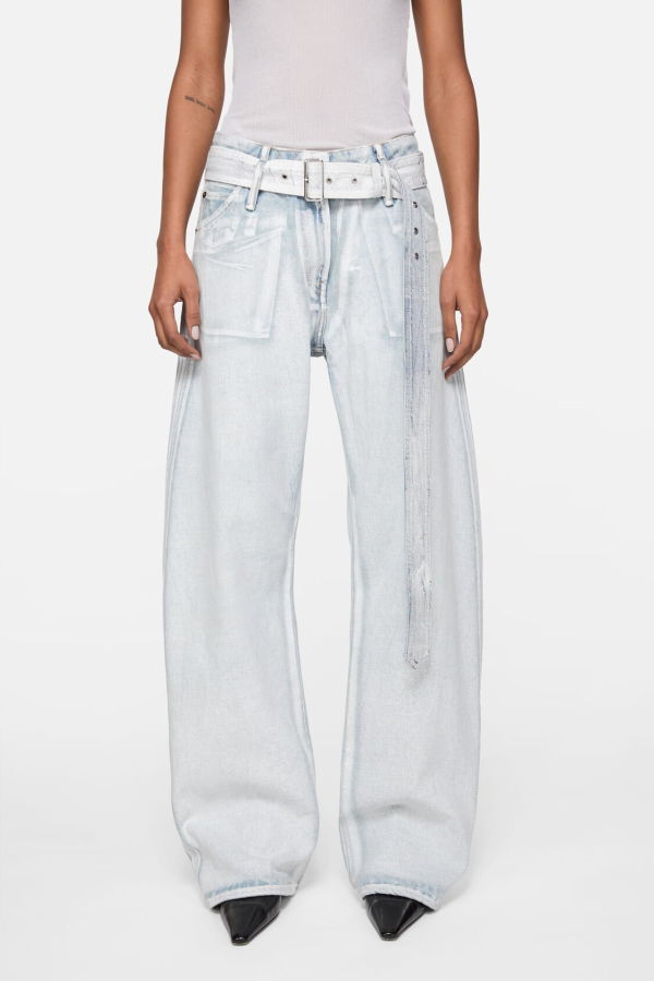 Acne Studios Denim Trousers with Belt - Blue/White