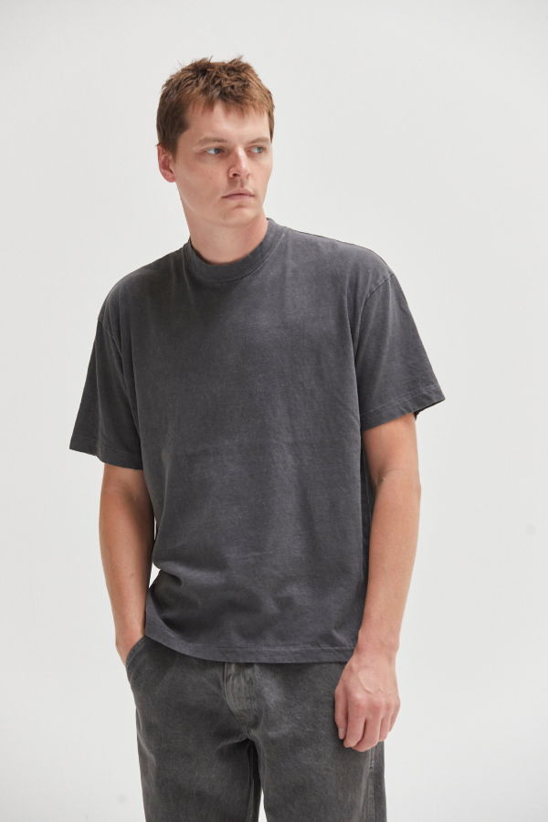 Asher Noah Cotton Linen Tee - Vintage Black