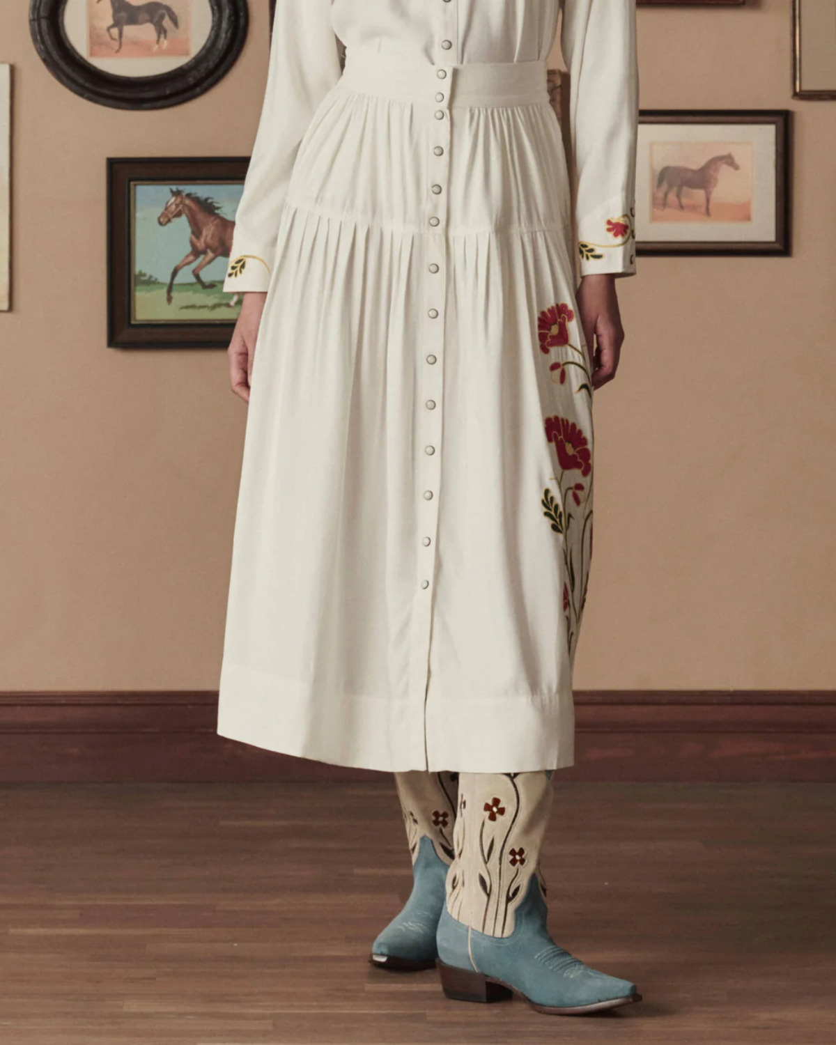 The Great. The Cowboy Boot - Washed Indigo Floral - Image 4 of 5
