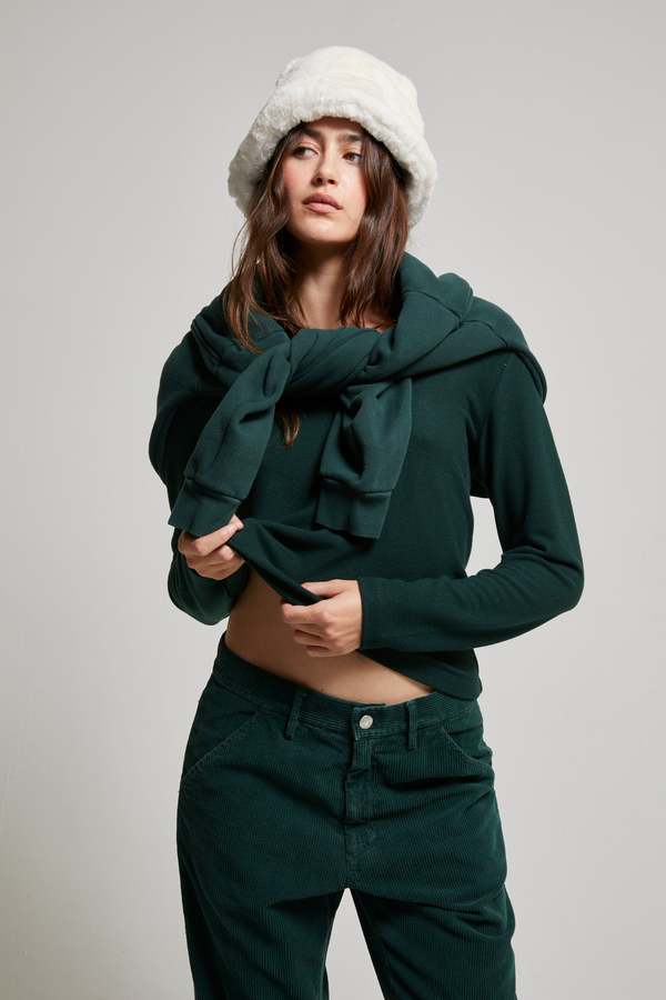 Asher Nora Brushed Sweater Scoop Tee - Forest