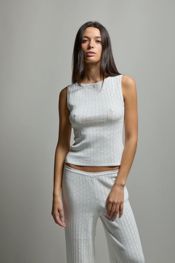 Asher Paisley Pointelle Muscle Tank Top