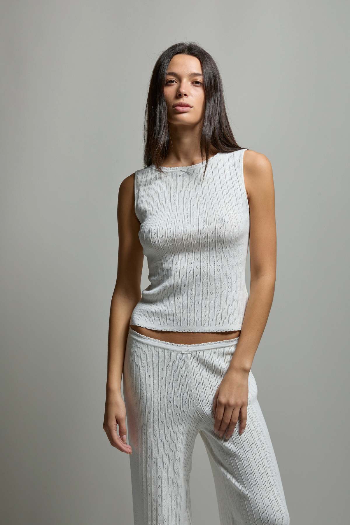 Asher Paisley Pointelle Muscle Tank Top - Image 1 of 11