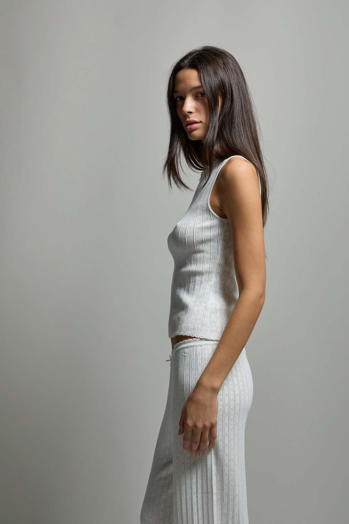 Asher Paisley Pointelle Muscle Tank Top - Image 2 of 11