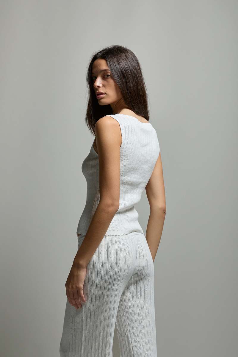 Asher Paisley Pointelle Muscle Tank Top