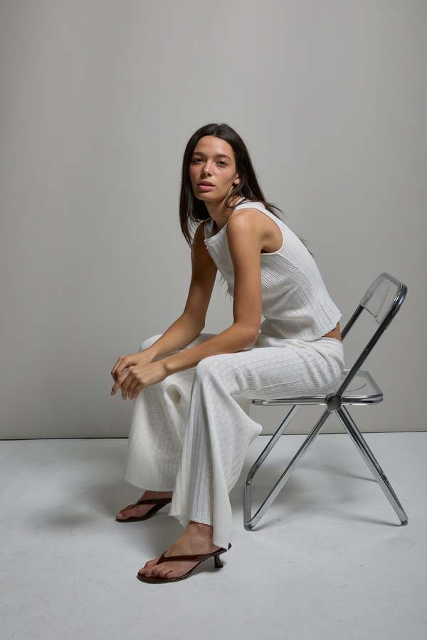 Asher Paisley Pointelle Muscle Tank Top