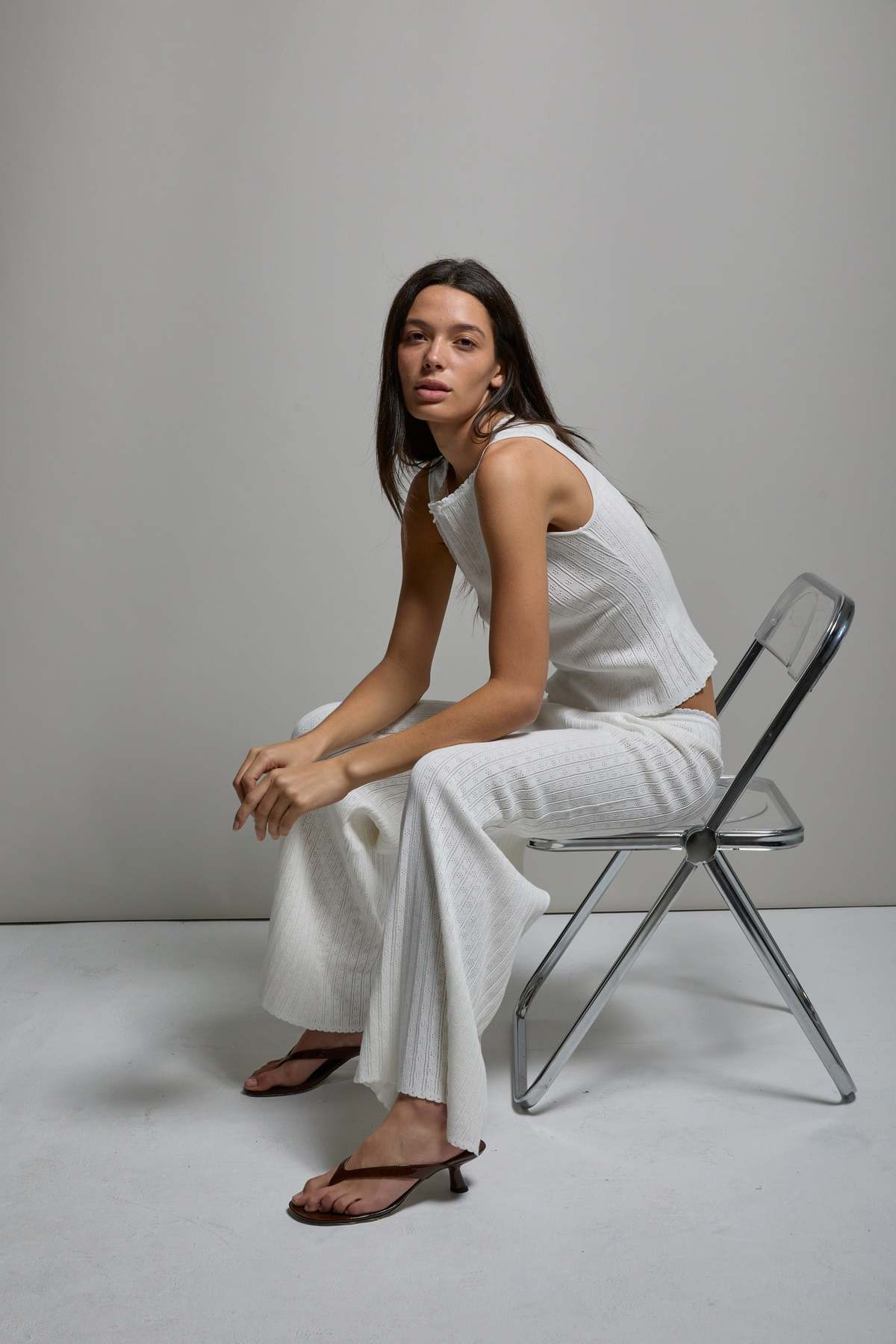 Asher Paisley Pointelle Muscle Tank Top - Image 6 of 11