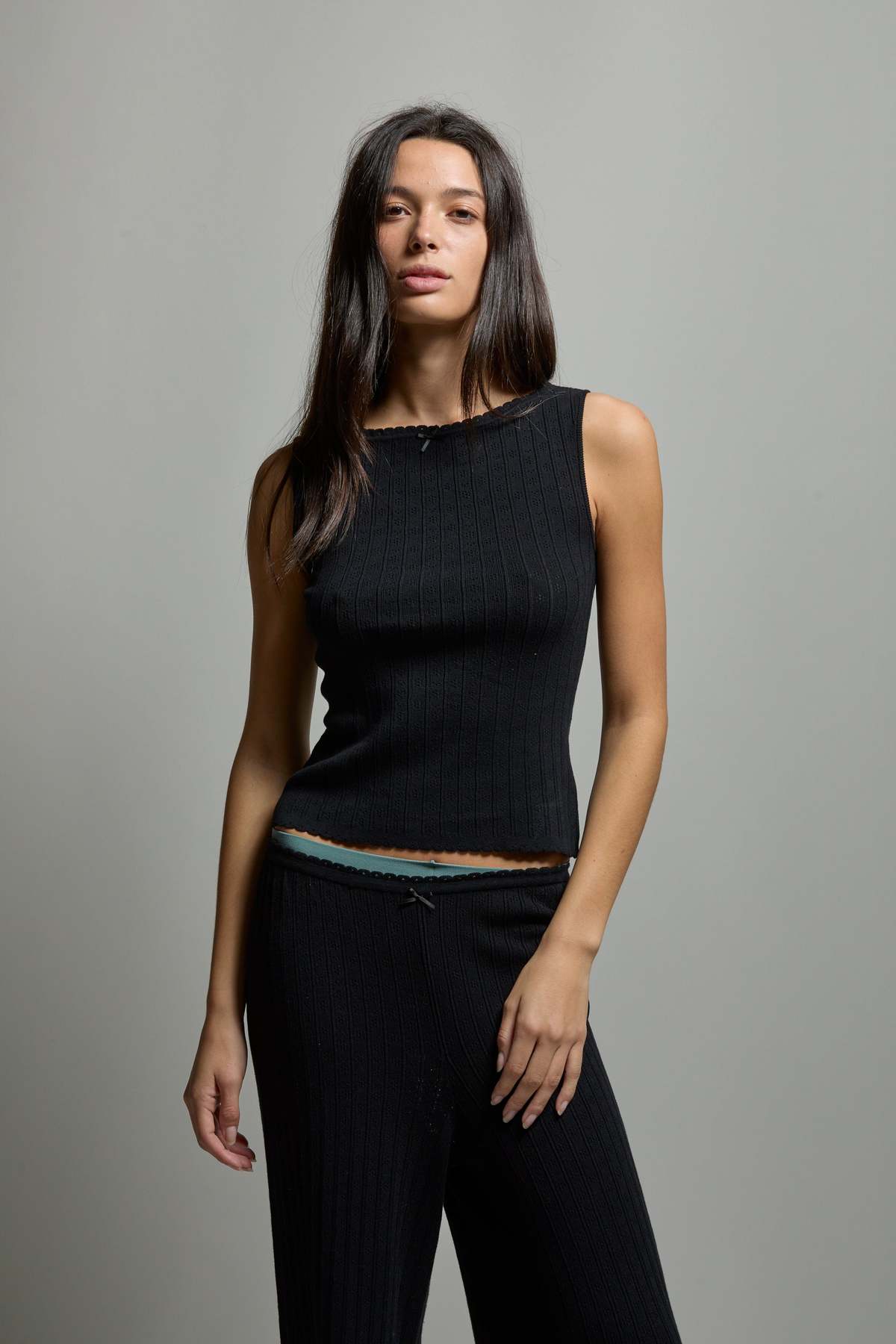 Asher Paisley Pointelle Muscle Tank Top - Image 7 of 11