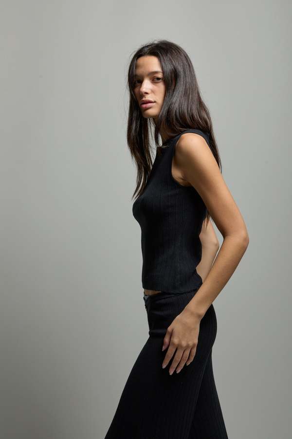 Asher Paisley Pointelle Muscle Tank Top