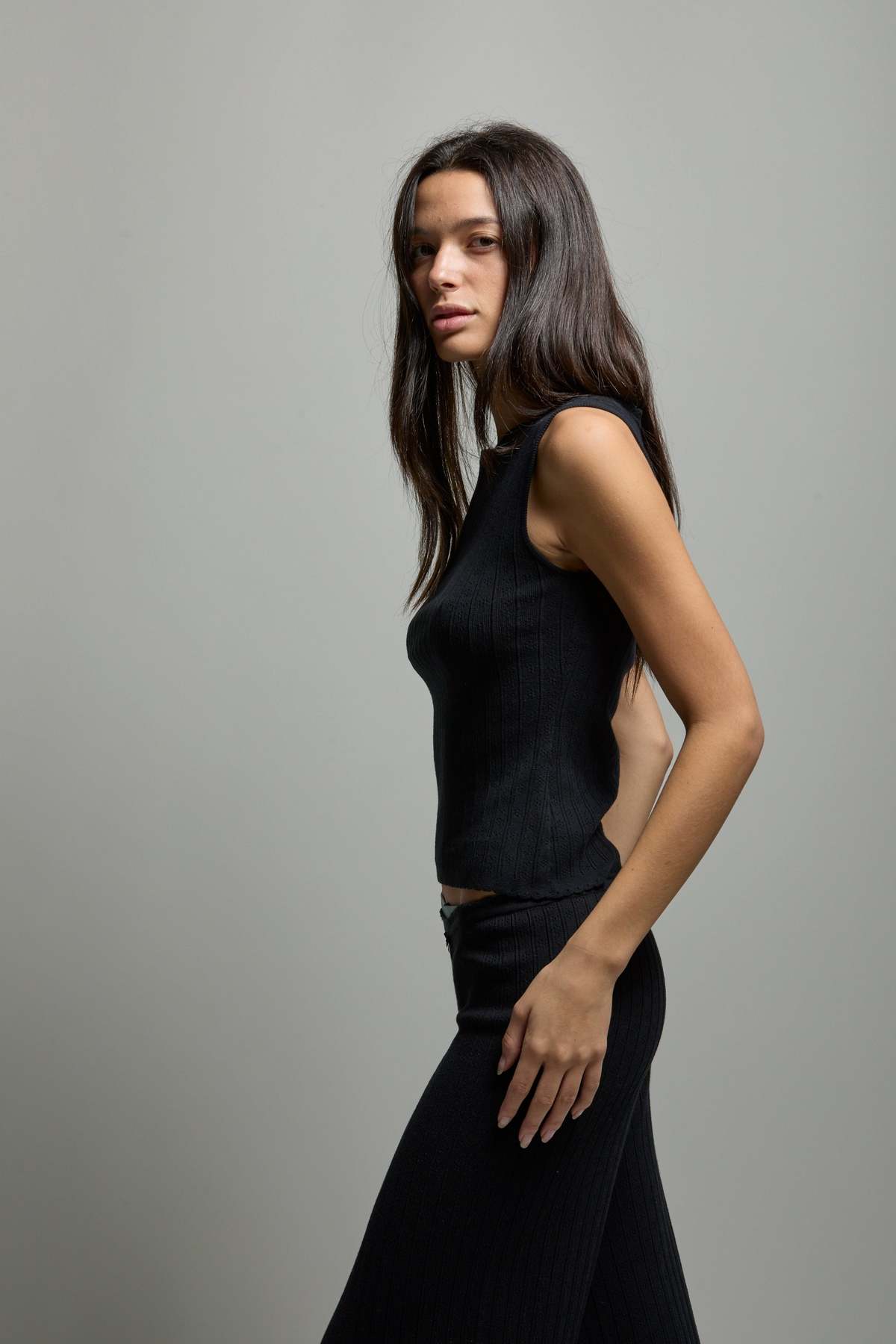 Asher Paisley Pointelle Muscle Tank Top - Image 8 of 11