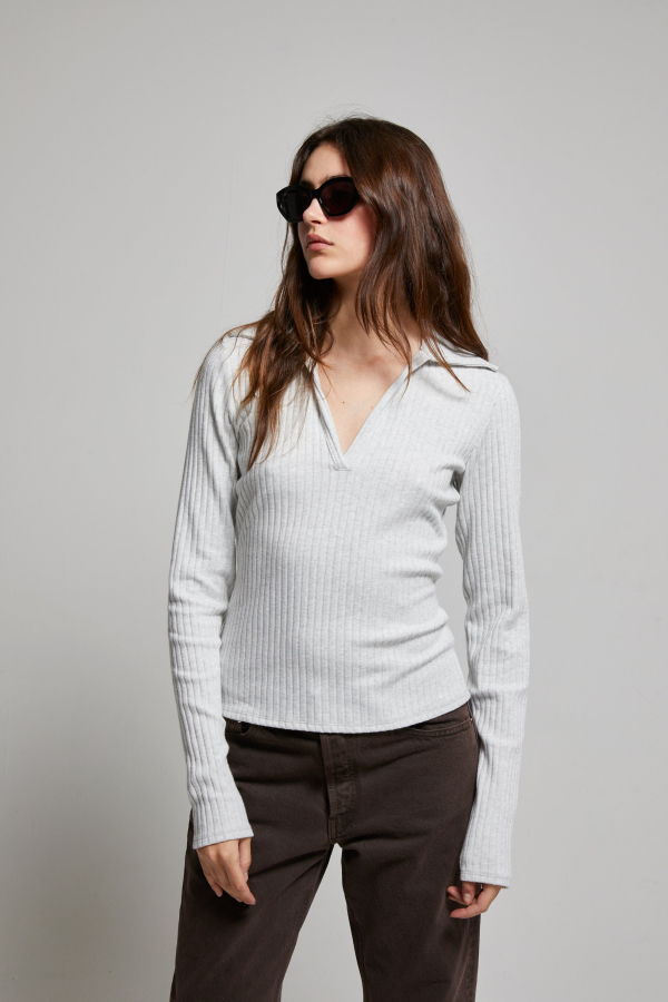 Asher Patti Brushed Sweater Rib Polo