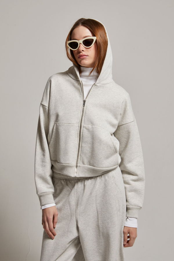 Asher Sebi Zip-Up Hoodie - Heather Ash