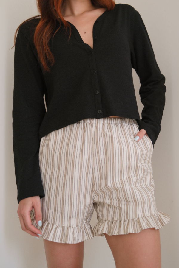 harly jae Clémentine Shorts - Brown & Beige Stripes