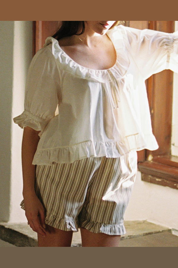 harly jae Clémentine Shorts - Brown & Beige Stripes