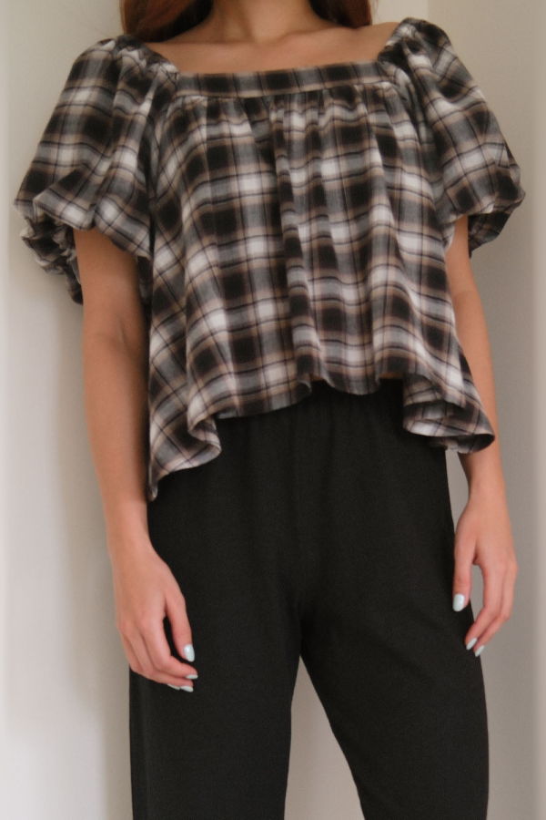 harly jae Nuage Blouse - Tavern Plaid