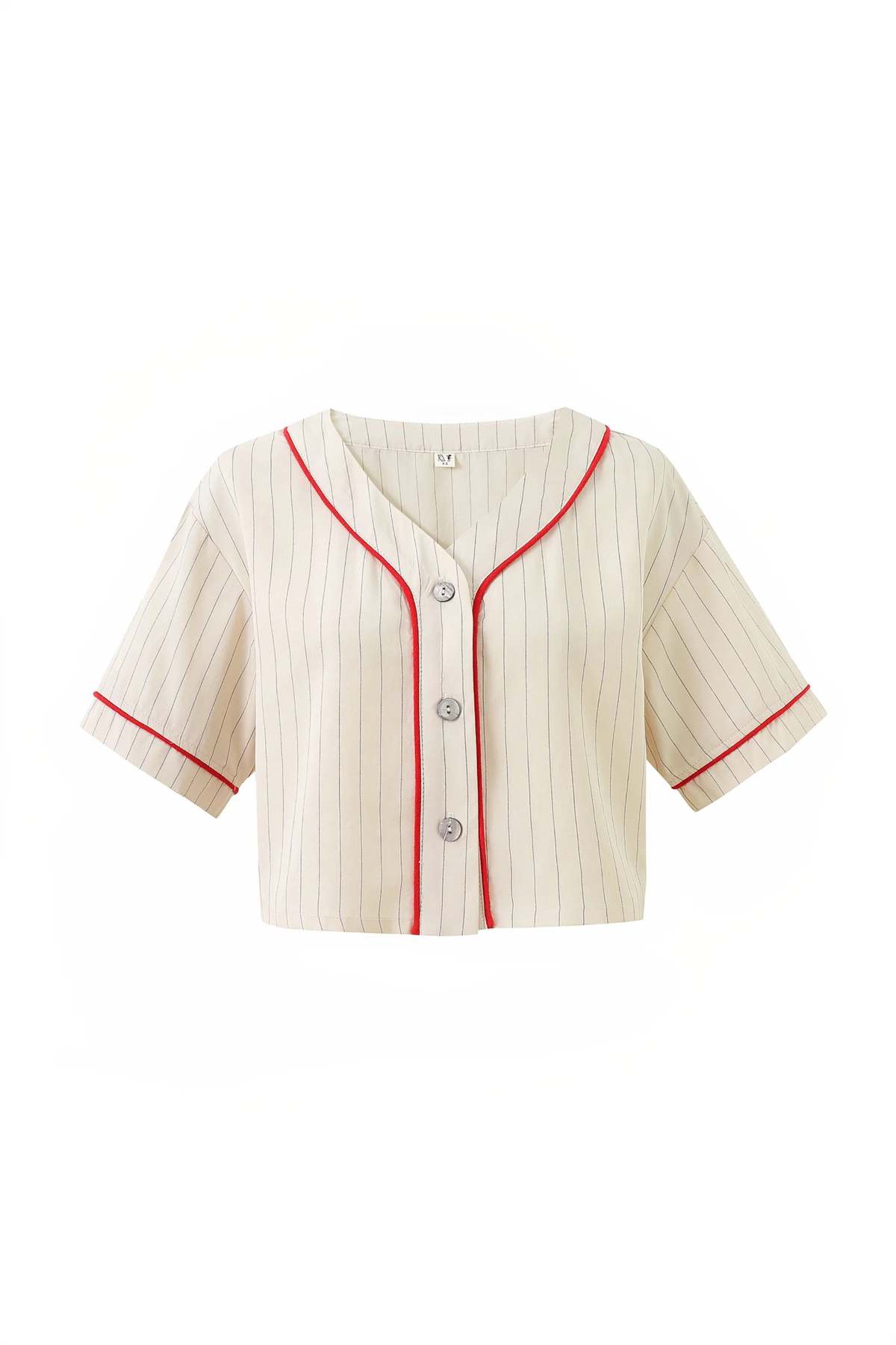 Fashion Brand Company Baseball Crop Top Tencel Stripe - Image 3 of 5