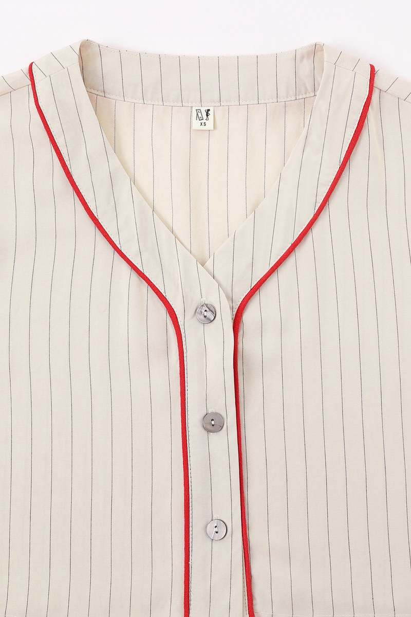 Fashion Brand Company Baseball Crop Top Tencel Stripe