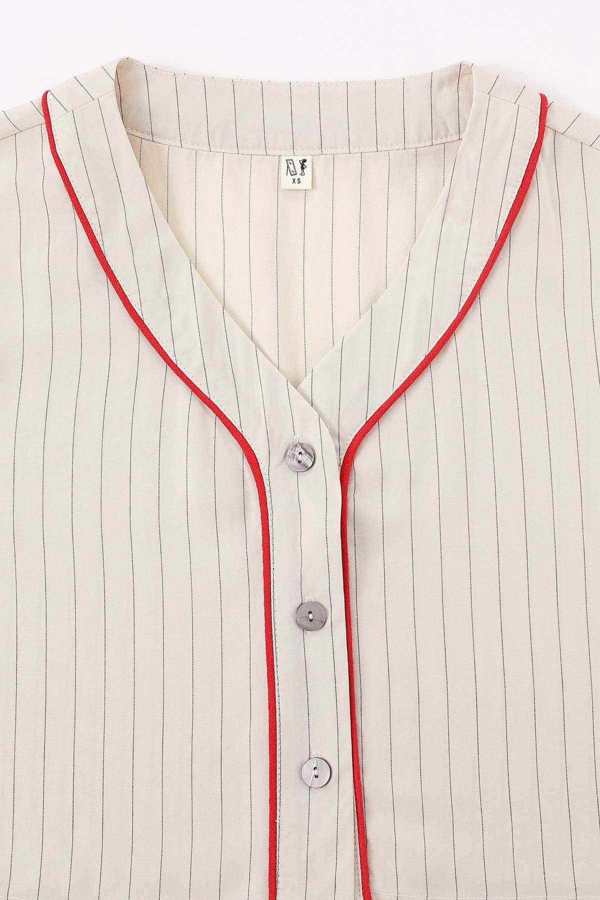 Fashion Brand Company Baseball Crop Top Tencel Stripe - Image 4 of 5