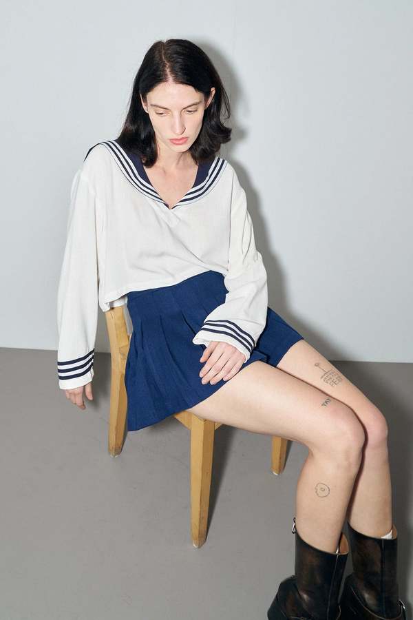 Fashion Brand Company Sailor Soft Linen Crop Top Fashion Brand Company Sailor Soft Linen Crop Top