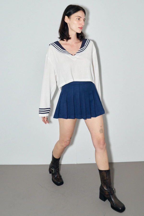 Fashion Brand Company Sailor Soft Linen Crop Top