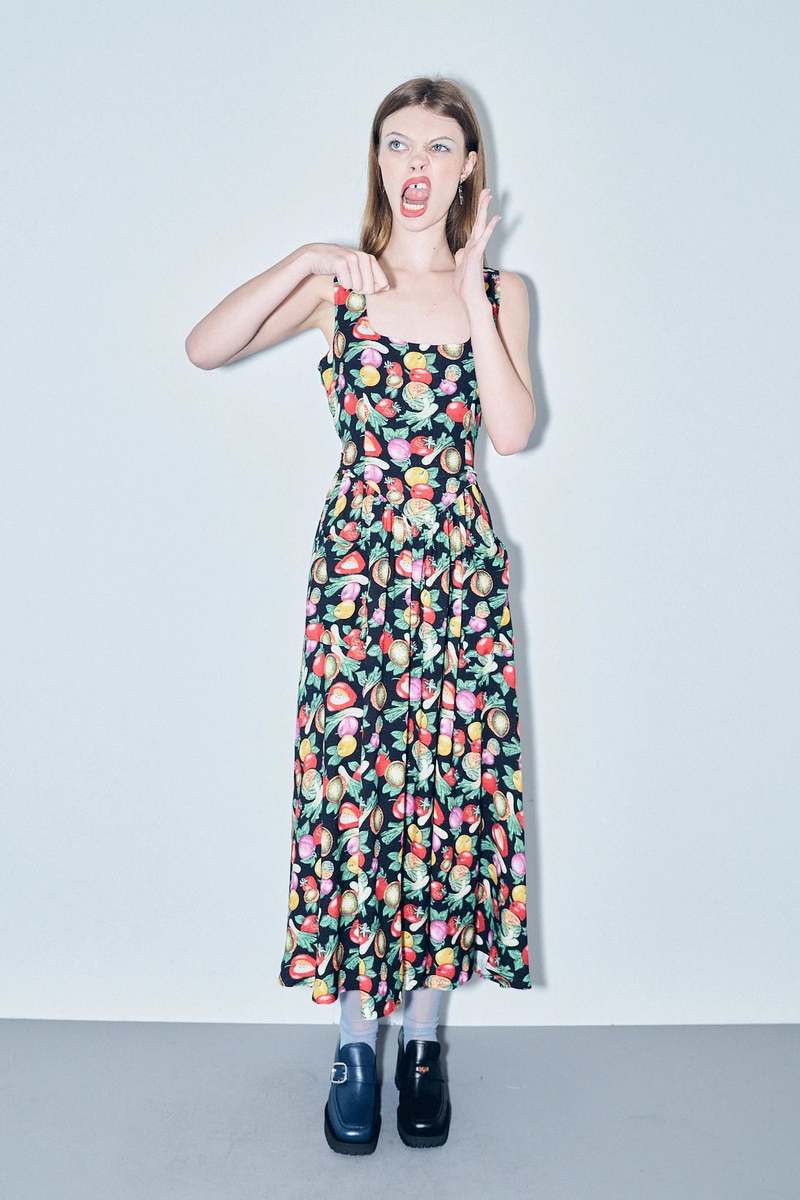 Fashion Brand Company Tradwife Soft Linen Dress - Vegetable Medley