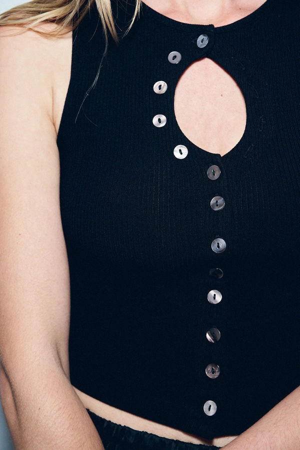 Fashion Brand Company Unbuttoned Tencel Rib Tank Top