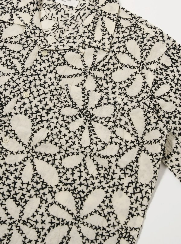 Universal Works Road Shirt - Ecru Black Kantha Flower
