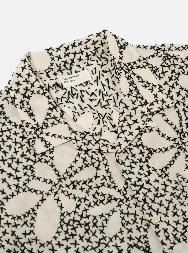Universal Works Road Shirt - Ecru Black Kantha Flower