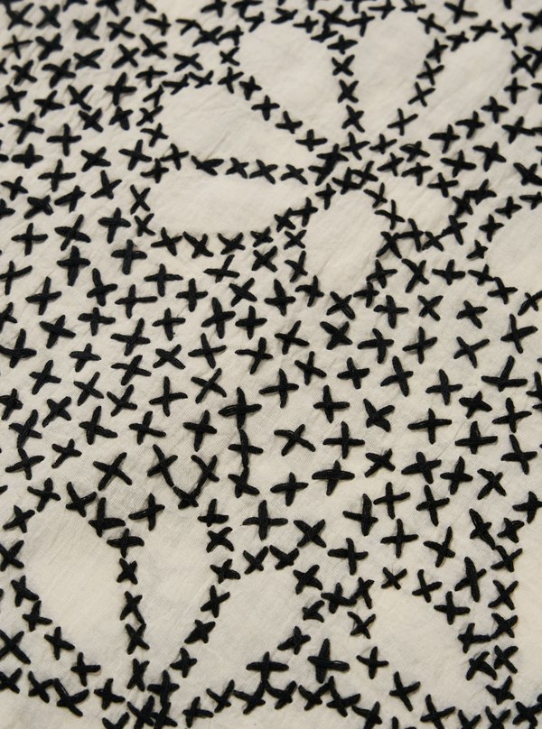 Universal Works Road Shirt - Ecru Black Kantha Flower