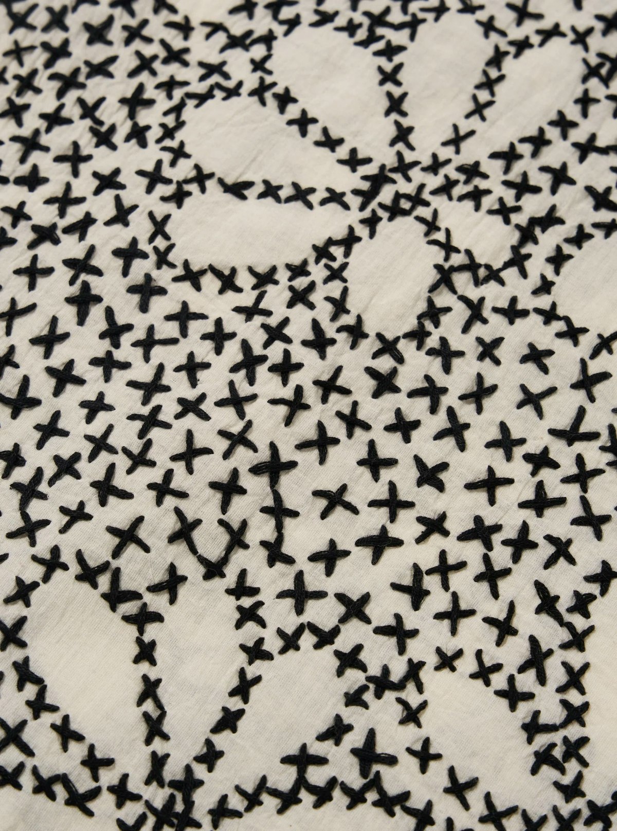 Universal Works Road Shirt - Ecru Black Kantha Flower - Image 8 of 9