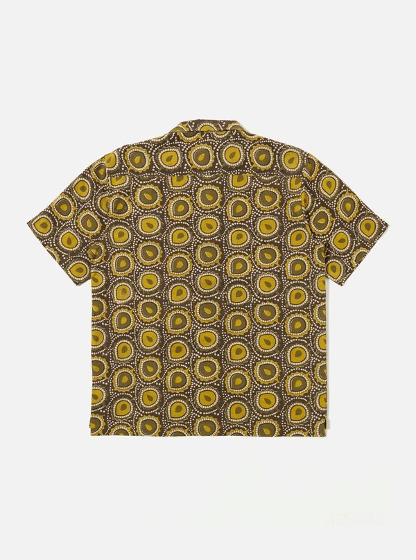 Universal Works Camp Shirt Cape Block Print - Olive