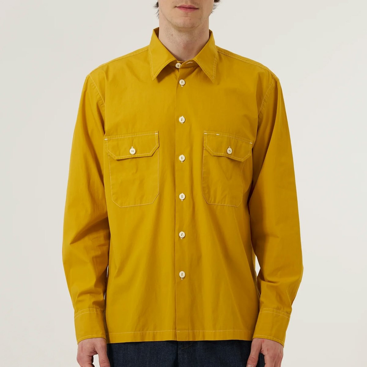 Universal Works CPO Shirt Organic Fine Poplin - Golden Brown - Image 1 of 8