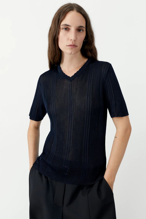 Cordera Ribbed Knit T-Shirt Top