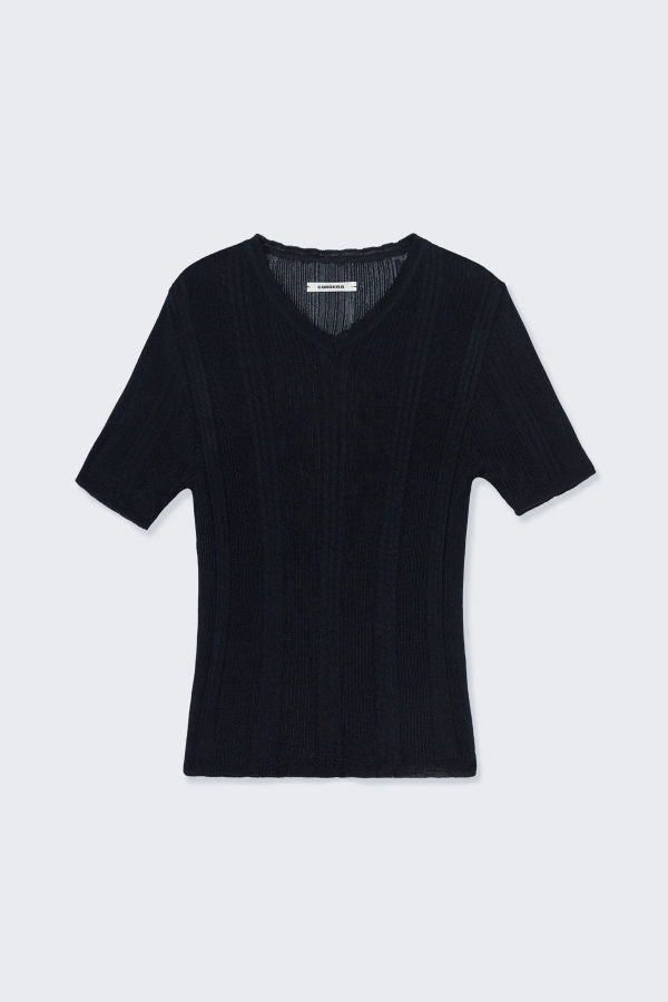 Cordera Ribbed Knit T-Shirt Top