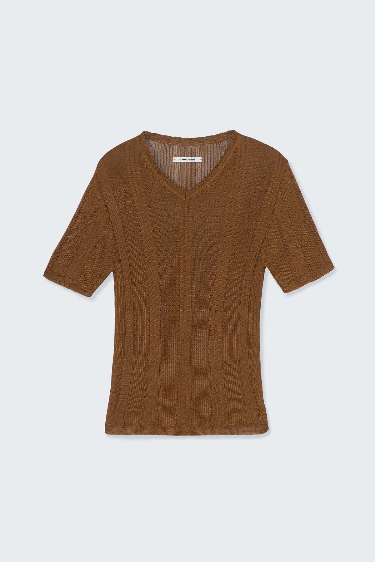 Cordera Ribbed Knit T-Shirt Top - Image 1 of 4
