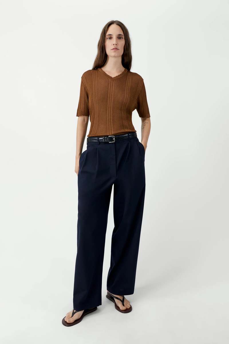 Cordera Ribbed Knit T-Shirt Top