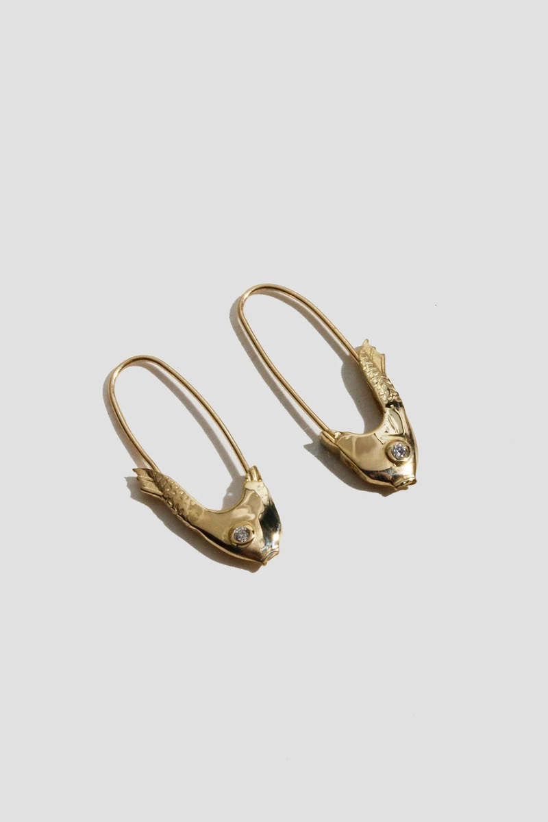 Loren Stewart Pisces Safety Pin Earring - Gold
