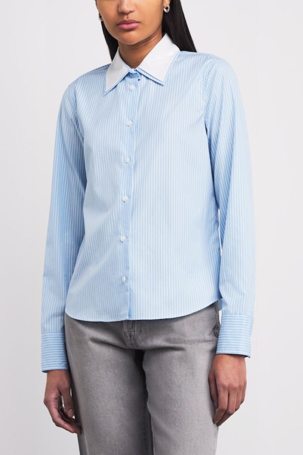 Rag & Bone Dayton Poplin Shirt Pale Blue Stripe