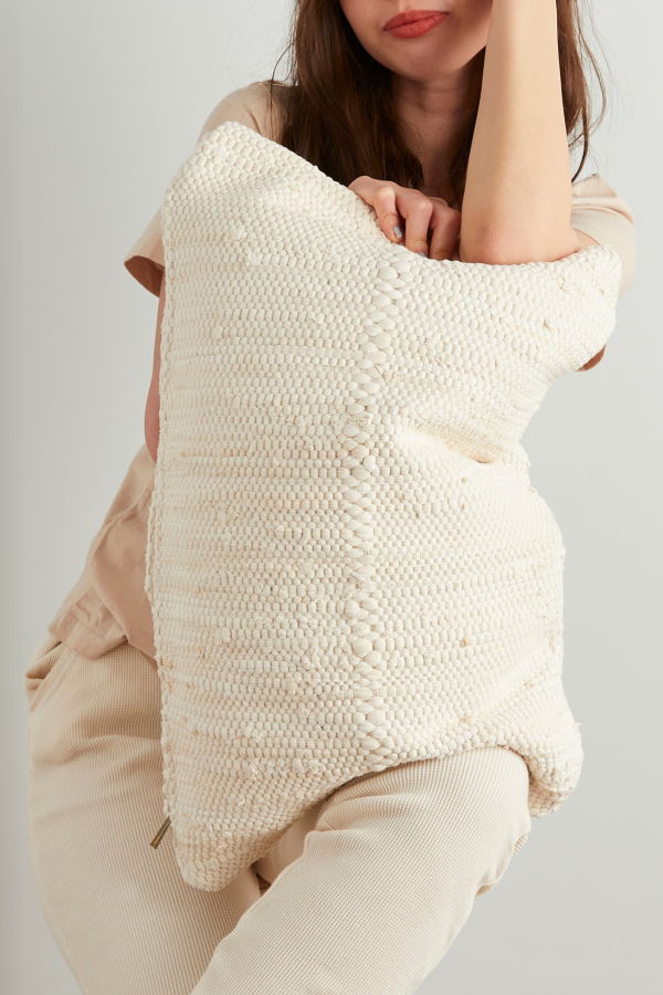 PILLOWPIA Chindi Lumbar Pillow Cover - Heavy Cream