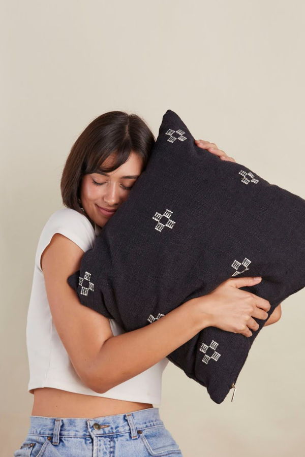 PILLOWPIA Marguerite Pillow Cover - Black