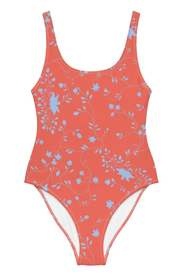 PILLOWPIA Wild Clematis One Piece Swimsuit - Poppy